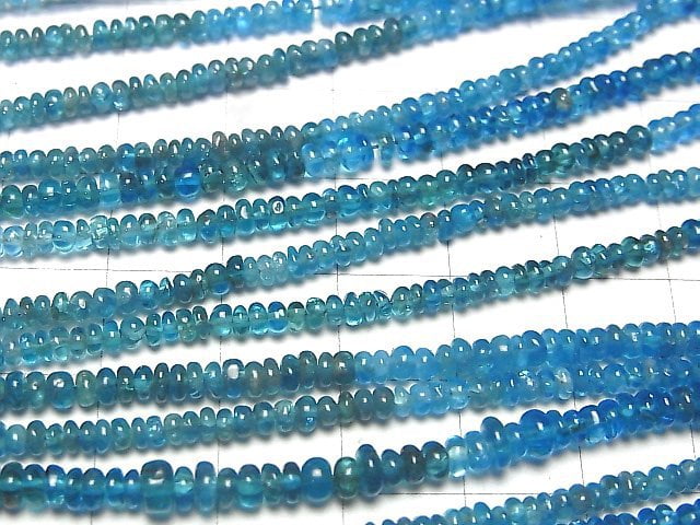 [Video] High Quality Neon Blue Apatite AAA- AA++ Roundel half or 1strand beads (aprx.12 inch / 30 cm)