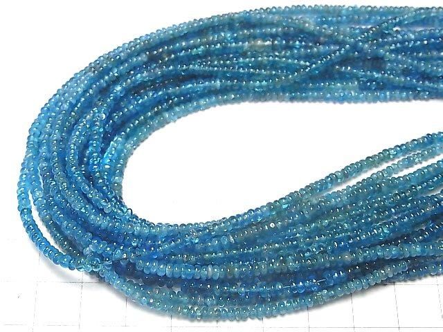 [Video] High Quality Neon Blue Apatite AAA - Rondelle half or 1-strand beads (approx. 12 inches/30 cm)