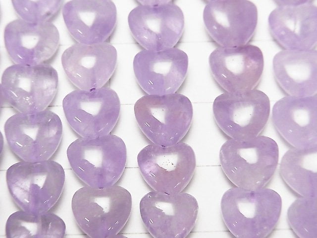 [Video] Lavender Amethyst AA++ Vertical Hole Heart 8x8x4mm half or 1strand beads (aprx.15inch / 38cm)