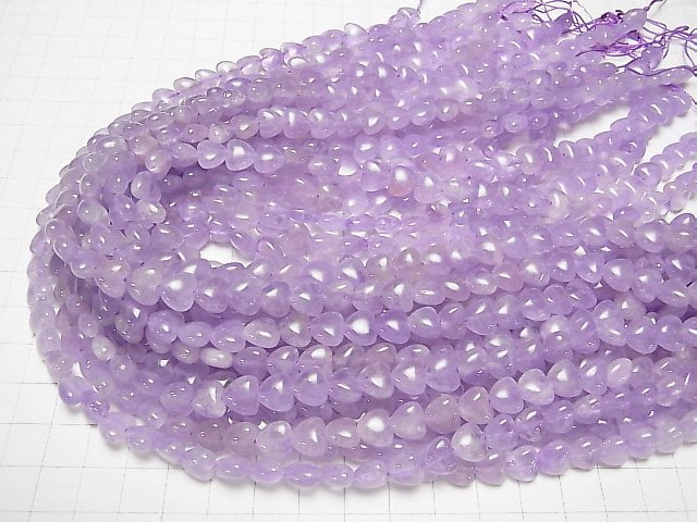 [Video] Lavender Amethyst AA++ Vertical Hole Heart 8x8x4mm half or 1strand beads (aprx.15inch / 38cm)