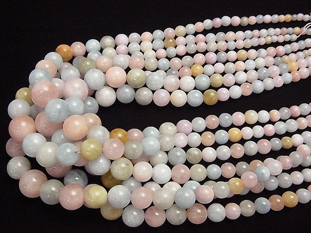 [Video]Beryl Mix (Multi Color Aquamarine) AA Round 5-14 mm Size Gradation 1strand beads (aprx.18inch / 44 cm)