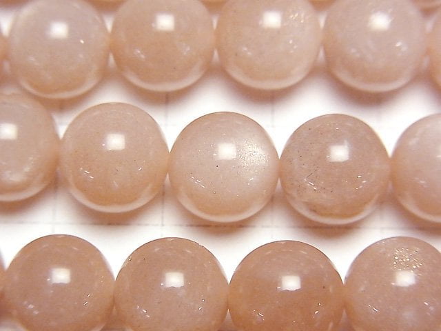 Peach Moonstone AAA- - AA++ Round 10mm half or 1strand beads (aprx.15inch / 37cm)