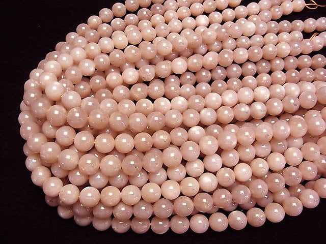 Peach Moonstone AAA- - AA++ Round 10mm half or 1strand beads (aprx.15inch / 37cm)