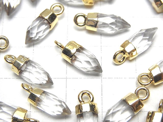 [Video]High Quality Crystal AAA- Faceted Point Charm 12x5x5mm Gold color 2pcs