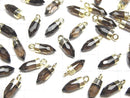 [Video]Smoky Quartz AAA Faceted point charm 12x5x5mm gold Color 2pcs