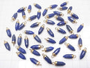 [Video]Lapislazuli AA Faceted point charm 12x5x5mm gold color 2pcs