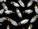 [Video]White Moonstone AAA Faceted Point Charm 12x5x5mm Gold Color 2pcs