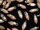 [Video]Brown Moonstone AAA Faceted point charm 12x5x5mm gold Color 2pcs