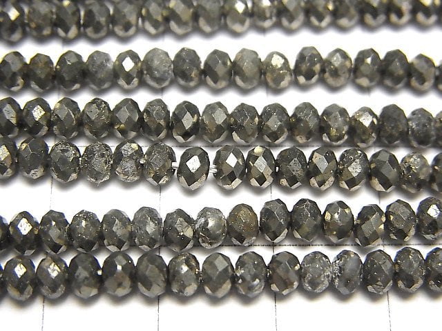 High Quality!  1strand $9.79!  Pyrite AAA Faceted Button Roundel 4x4x2.5mm 1strand beads (aprx.15inch/38cm)