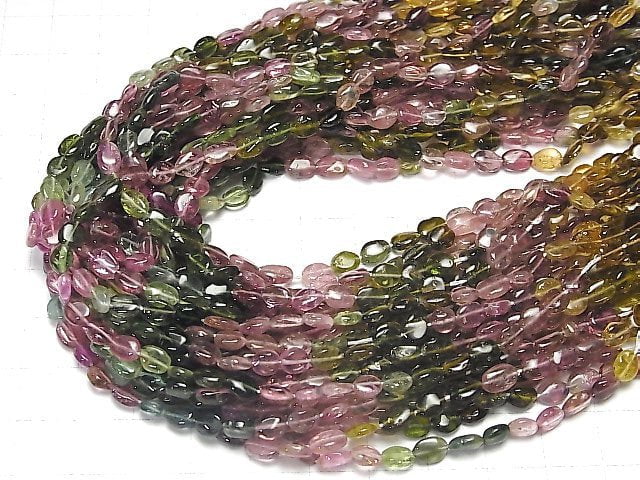 [Video] High Quality Multi Color TourmalineAA++ Oval 1strand beads (aprx.13inch / 33cm)