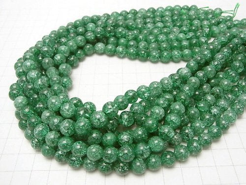 1strand $7.79! Green color 1 Cracked Crystal Round 8mm 1strand beads (aprx.15inch / 37cm)