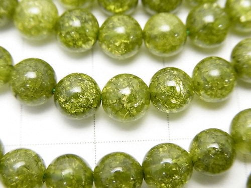 1strand $6.79! Green color 2 Cracked Crystal Round 6mm 1strand beads (aprx.15inch / 38cm)