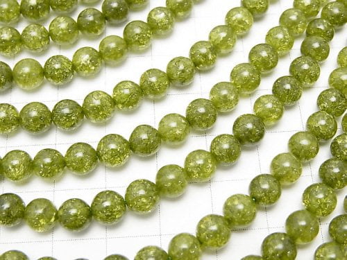 1strand $6.79! Green color 2 Cracked Crystal Round 6mm 1strand beads (aprx.15inch / 38cm)