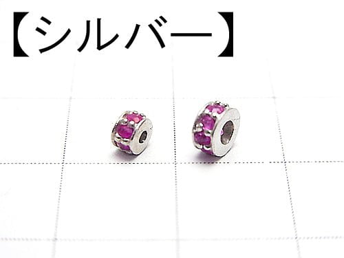 1pc $11.7! Parts with Pink Sapphire Roundel 3mm, 4mm Silver 925