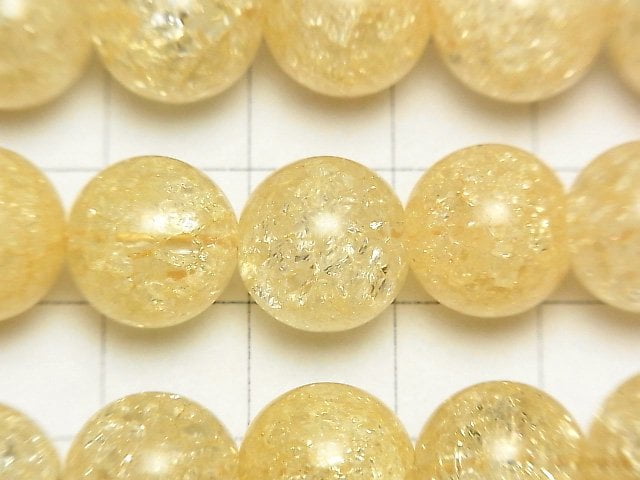 [Video] Yellow Cracked Crystal Round 12mm half or 1strand beads (aprx.15inch/36cm)