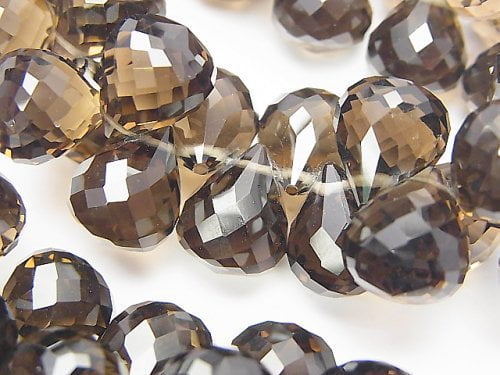 Drop, Faceted Briolette, Smoky Quartz Gemstone Beads