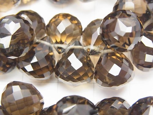 [Video] High Quality!  Smoky Quartz AAA Drop  Faceted Briolette  12x10x10mm 10pcs