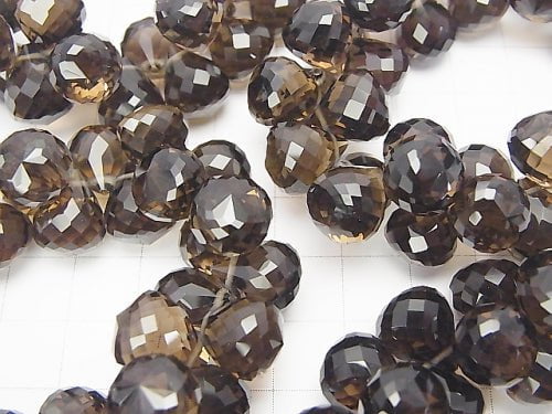 [Video] High Quality!  Smoky Quartz AAA Drop  Faceted Briolette  12x10x10mm 10pcs