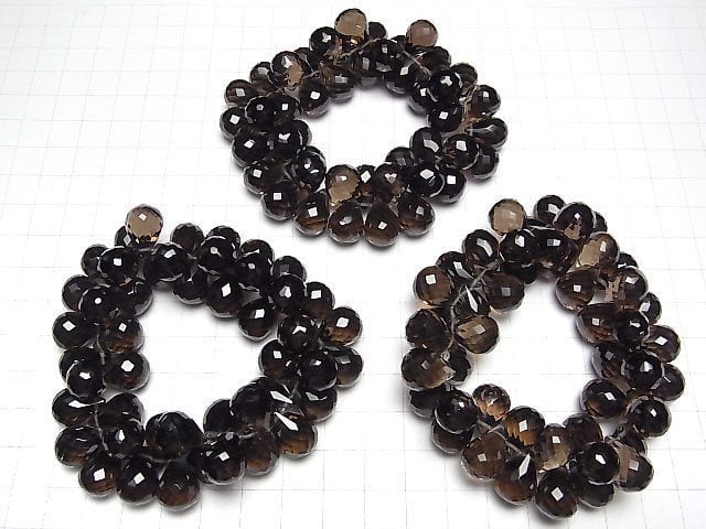 [Video]High Quality! Smoky Quartz AAA Drop Faceted Briolette 14x10x10mm 1/4strands -Bracelet