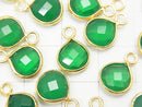 [Video] High Quality Green Onyx AAA Bezel Setting Chestnut Shape 9x9x4mm 18KGP 3pcs $7.79