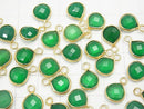 [Video] High Quality Green Onyx AAA Bezel Setting Chestnut Shape 9x9x4mm 18KGP 3pcs $7.79