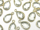 [Video]High Quality Green Amethyst AAA Bezel Setting Faceted Pear Shape 13x9mm 18KGP 2pcs