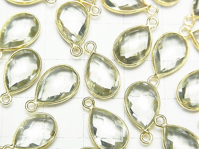 [Video] High Quality Green Amethyst AAA Bezel Setting Faceted Pear Shape 13x9mm 18KGP 2pcs