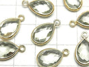 [Video]High Quality Green Amethyst AAA Bezel Setting Faceted Pear Shape 13x9mm 18KGP 2pcs