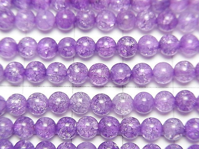 [Video] Purple Color 2 Cracked Crystal Round 4mm 1strand beads (aprx.15inch/36cm)