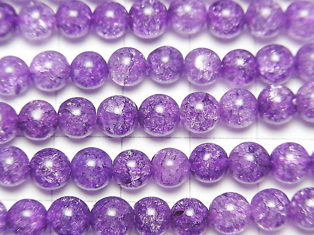 [Video] Purple Color 2 Cracked Crystal Round 6mm 1strand beads (aprx.15inch/36cm)