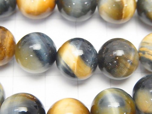 Silver Blue & Golden Tiger's Eye AA++ Round 12mm half or 1strand beads (aprx.15inch/36cm)