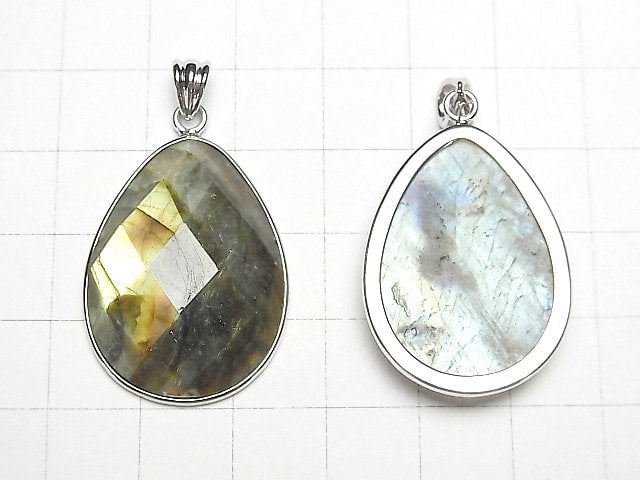 [Video] Labradorite AAA Faceted Pear Shape Pendant 31x23x6mm Silver925