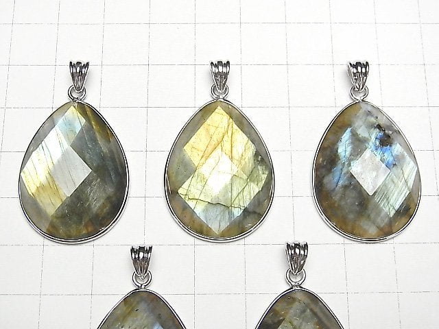 [Video] Labradorite AAA Faceted Pear Shape Pendant 31x23x6mm Silver925