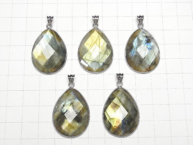 [Video] Labradorite AAA Faceted Pear Shape Pendant 31x23x6mm Silver925