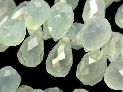 Chalcedony, Drop, Faceted Briolette Gemstone Beads