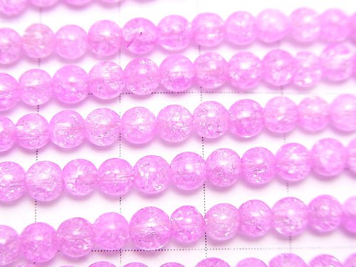 1strand $5.79! Pink Color 1 Cracked Crystal Round 4mm 1strand beads (aprx.15inch / 38cm)