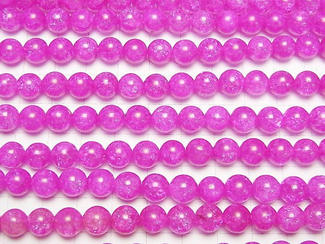 1strand $7.79! Pink color 2 Cracked Crystal Round 8mm 1strand beads (aprx.15inch / 37cm)