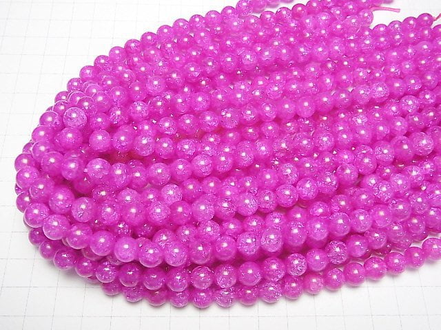 1strand $7.79! Pink color 2 Cracked Crystal Round 8mm 1strand beads (aprx.15inch / 37cm)