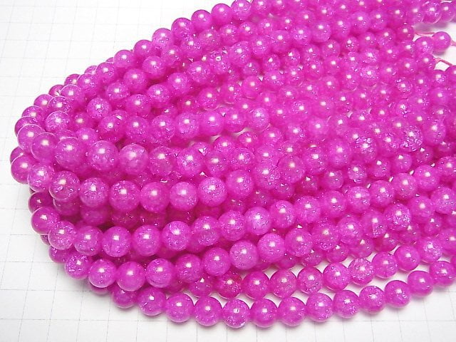 1strand $8.79! Pink color 2 Cracked Crystal Round 10mm 1strand beads (aprx.15inch / 37cm)