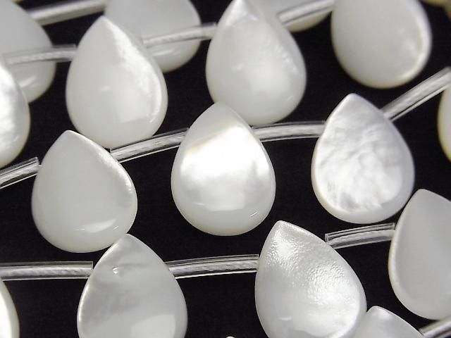 [Video] High-quality white shell (Silver-lip Oyster) AAA pear shape (smooth) 14x10x4mm 1/4 or 1 strand beads (approx. 15inch/38cm)