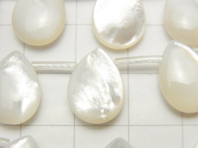 [Video]High Quality White Shell (Silver-lip Oyster )AAA Pear shape (Smooth) 14x10x4mm 1/4 or 1strand beads (aprx.15inch/38cm)