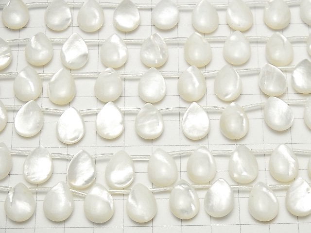 [Video]High Quality White Shell (Silver-lip Oyster )AAA Pear shape (Smooth) 14x10x4mm 1/4 or 1strand beads (aprx.15inch/38cm)