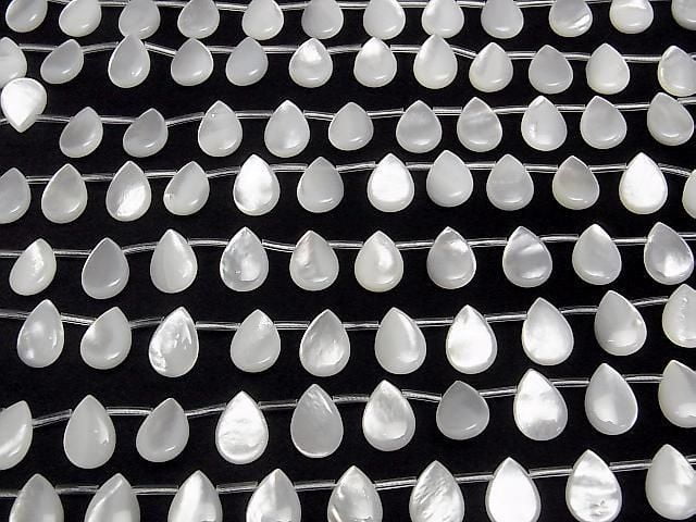 [Video] High-quality white shell (Silver-lip Oyster) AAA pear shape (smooth) 14x10x4mm 1/4 or 1 strand beads (approx. 15inch/38cm)