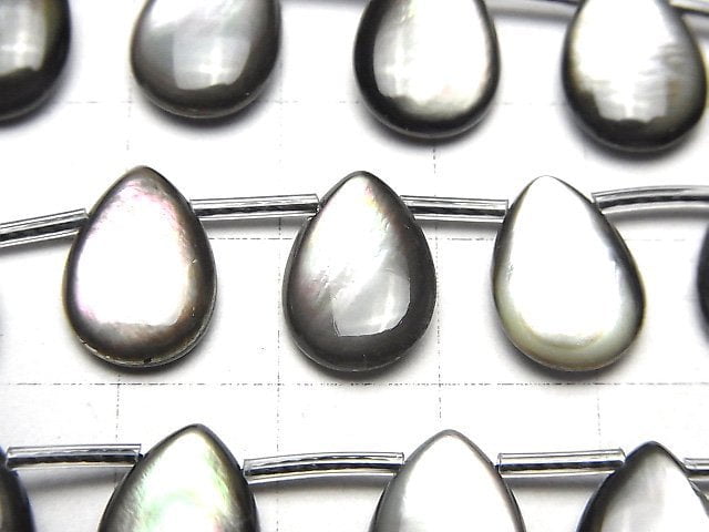 [Video] High quality Black Shell (Black-lip Oyster) AAA Pear shape (Smooth) 14 x 10 x 4 mm 1/4 or 1strand beads (aprx.15 inch / 38 cm)