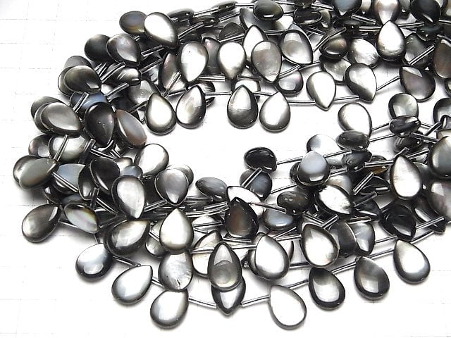 [Video] High quality Black Shell (Black-lip Oyster) AAA Pear shape (Smooth) 14 x 10 x 4 mm 1/4 or 1strand beads (aprx.15 inch / 38 cm)