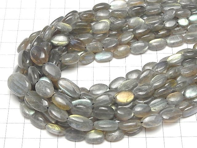 [Video] High Quality Labradorite AAA- Oval -Flat Nugget  half or 1strand beads (aprx.15inch/38cm)