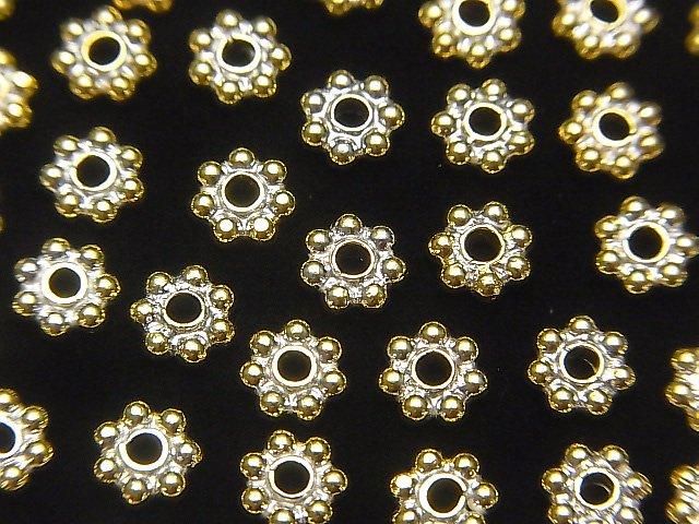 Silver 925 Antique Gold Finish Rondelle Daisy 4, 5, 6mm 10pcs