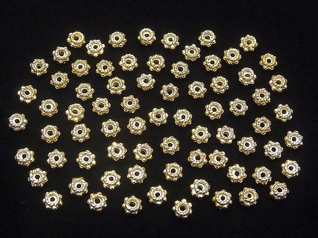 Silver 925 Rondelle 5x5x3mm Antique Gold Finish 4pcs $5.39-!