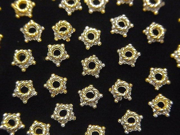 Silver925 Antique Gold Finish Bead Caps 5mm,6mm 3pcs