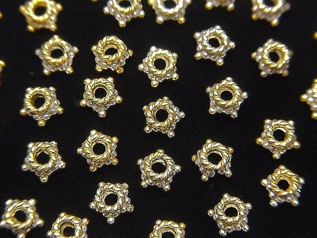 Silver925 Antique Gold Finish Bead Caps 5mm,6mm 3pcs